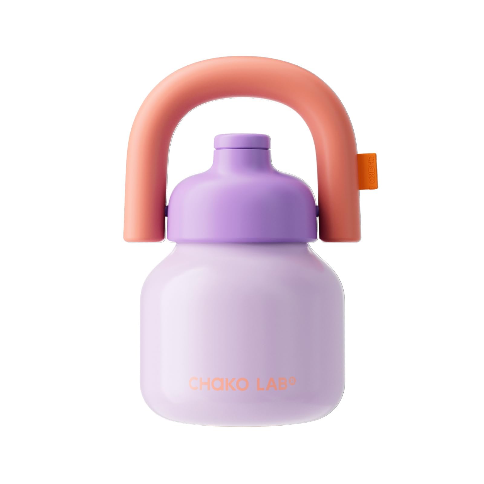 CHAKO LAB Water Bottle with Straw and Carry Handle | Wide Mouth vacuum insulated stainless steel Bottles | Reusable, leak-proof and BPA-free | 33oz(Green&Orange)