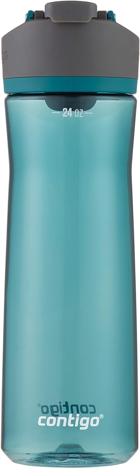 Contigo AUTOSEAL Cortland 24oz Water Bottle BPA-Free Plastic Spill Leak-Proof Lid and Carry Handle Dishwasher Safe Spirulina